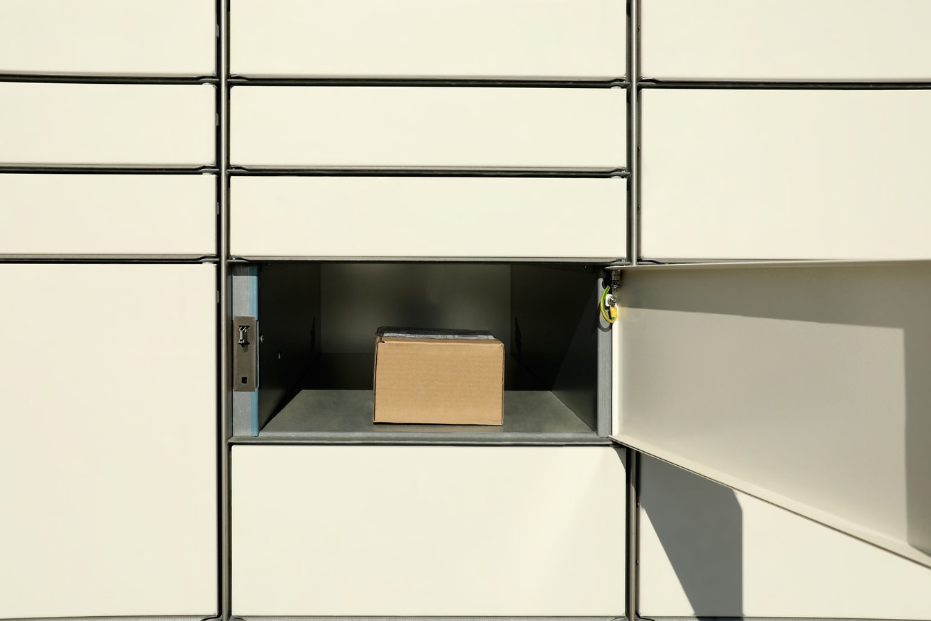 Open Box with Package in Parcel Locker